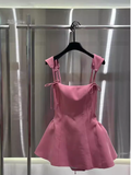 Simple A line Straps Pink Birthday Dress Satin Homecoming Dresses HZ1024