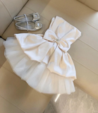 Princess A Line Strapless Satin Tulle Beads Short Homecoming Dress 18th Birthday Outfits HZ1024