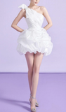 Simple Sheath One Shoulder Short Birthday Dress White Homecoming Dresses HZ1024