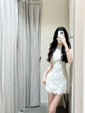 Elegant A Line Halter Lace Short Homecoming Dress 20th Birthday Outfits HZ1024