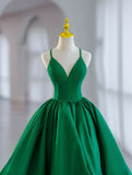 Classy Ball Gown Spaghetti Straps Green Satin Short Homecoming Dress 18th Birthday Outfits HZ1024