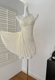 Unique A Line One Shoulder Satin Pleated Short Homecoming Dress 19th Birthday Outfits HZ1024