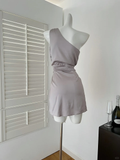 Chic Mermaid One Shoulder Satin Short Homecoming Dress 19th Birthday Outfits HZ1024