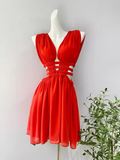 Simple A Line V Neckline Short Birthday Outfits Red Homecoming Dresses HZ1024