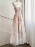 Simple A Line Strapless Lace Birthday Outfits Champagne Homecoming Dresses HZ1024