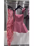 Simple A line Straps Pink Birthday Dress Satin Homecoming Dresses HZ1024