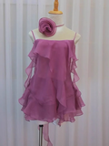 Simple A line Spaghetti Straps Backless Birthday Dress Chiffon Homecoming Dresses HZ1024