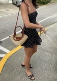 Chic A Line Halter Satin Polka Dots Short Homecoming Dress 18th Birthday Outfits HZ1024