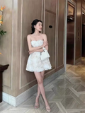 Simple A Line Straplesss Lace Birthday Dress White Homecoming Dresses HZ1024
