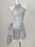 Pretty A Line Halter Satin Short Homecoming Dress 19th Birthday Outfits HZ1024