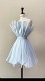 Unique Strapless Ruched Sleeveless Short Homecoming Party Dresses HZ1024