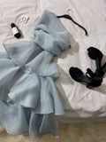 Blue Short Party Dress Homecoming Dress Birthday Dress HZ1024