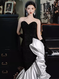 Sexy Mermaid Sweetheart Sequin Black Prom Dresses HZ1024