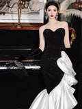 Sexy Mermaid Sweetheart Sequin Black Prom Dresses HZ1024