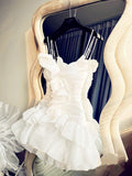 Spaghetti Straps A-Line Ruffles Party Homecoming Dress HZ1024
