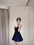 Navy Elegant A Line Spaghetti Straps Satin Short Homecoming Dress 17th Birthday Outfits HZ1024