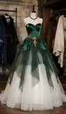 Modest Ball Gown Sweetheart Satin Tulle Long Prom Dress, Evening Dress HZ1024