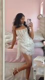 Vintage Sheath Strapless Short Lace Homecoming Dresses 18th Birthday Dress HZ1024