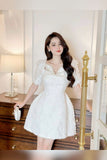 Chic A Line Short Lace White Homecoming Dress 18th Birthday Outfits HZ1024