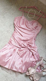 Chic Sheath Satin Straps Short Pink Homecoming Dress 18th Birthday Outfits HZ1024