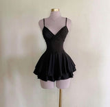 Sexy A Line Spaghetti Straps Black Short Homecoming Dress Birthday Outfits HZ1024