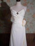 Vintage Mermaid Straps White Long Wedding Dresses HZ1024
