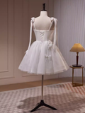 A Line Straps White Tulle Homecoming Dress 18th Birthday Outfits HZ1024