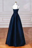 Sexy Wine Red A-Line Straps Satin Long Burgundy Prom Dresses HZ1024