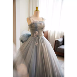 Vintage Ball Gown Strapless Tulle Gray Sweet 16 Dresses HZ1024