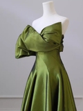 A-Line Strapless Green Long Prom Dress HZ1024