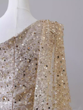 Mermaid One Shoulder Sequin Long Prom Dress HZ1024