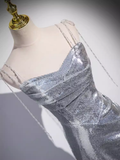 Mermaid Straps Silver Sequin Long Prom Dress HZ1024