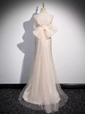 Mermaid High Neckline Sequin Long Prom Dress HZ1024