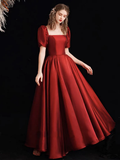 A-Line Organza Burgundy Long Prom Dress HZ1024