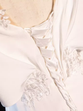 Sexy A line Short Sleeves Lace White Long Prom Dress HZ1024