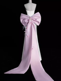 Sexy A Line Strapless Satin Long Prom Dresses HZ1024
