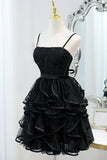 Sequins Spaghetti Straps Tulle Short Homecoming Dresses HZ1024